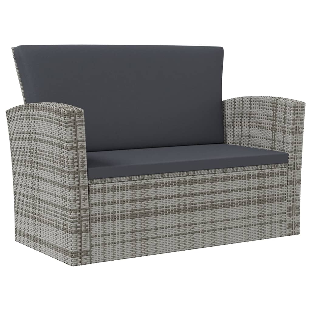 8-tlg. Garten-Lounge-Set mit Auflagen Poly Rattan Grau